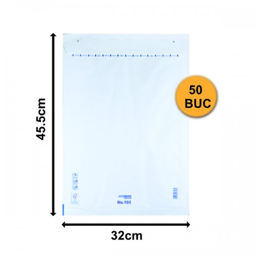 Set 50 bucăți Plicuri cu Bule Antișoc I19 Albe, 320x455+50mm, Plic cu Lipire Autoadezivă
