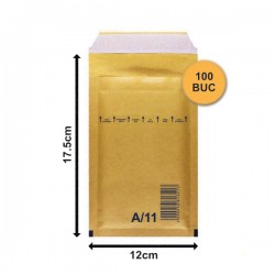 Set 100 bucăți Plicuri cu Bule Antișoc A11 Maro, 120x175+50mm, Plic cu Lipire Autoadezivă Set 100 bucăți Plicuri cu Bule Antișoc A11 Maro, 120x175+50mm, Plic cu Lipire Autoadezivă