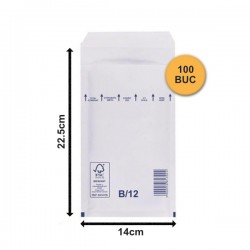 Set 100 bucăți Plicuri cu Bule Antișoc B12 Albe, 140x225+50mm, Plic cu Lipire Autoadezivă Set 100 bucăți Plicuri cu Bule Antișoc B12 Albe, 140x225+50mm, Plic cu Lipire Autoadezivă