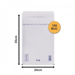 Set 100 bucăți Plicuri cu Bule Antișoc F16 Albe, 240x350+50mm, Plic cu Lipire Autoadezivă Set 100 bucăți Plicuri cu Bule Antișoc F16 Albe, 240x350+50mm, Plic cu Lipire Autoadezivă
