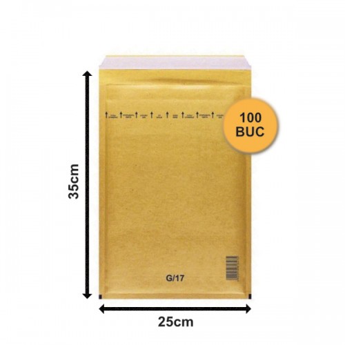 Set 100 bucăți Plicuri cu Bule Antișoc G17 Maro, 250x350+50mm, Plic cu Lipire Autoadezivă Set 100 bucăți Plicuri cu Bule Antișoc G17 Maro, 250x350+50mm, Plic cu Lipire Autoadezivă