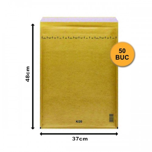 Set 50 bucăți Plicuri cu Bule Antișoc K20 Maro, 370x480+50mm, Plic cu Lipire Autoadezivă