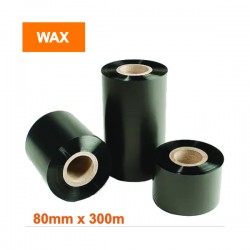 Ribon 80mm x 300m, Ceară  ( Wax ), Negru, OUT