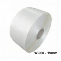 Bandă PES Nețesută Hot Melt 19 mm x 600 m, 550 kgf, WG60 Bandă PES Nețesută Hot Melt 19 mm x 600 m, 550 kgf, WG60