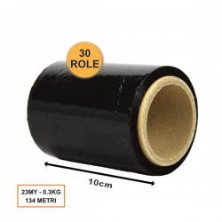 Set 30 Role Folie Stretch Neagră, 100mm, 23my, 0.3kg, 134ml Set 30 Role Folie Stretch Neagră, 100mm, 23my, 0.3kg, 134ml