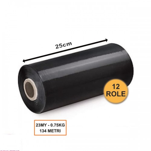 Folie Stretch Neagră, 250mm, 23my, 0.75kg, 134ml