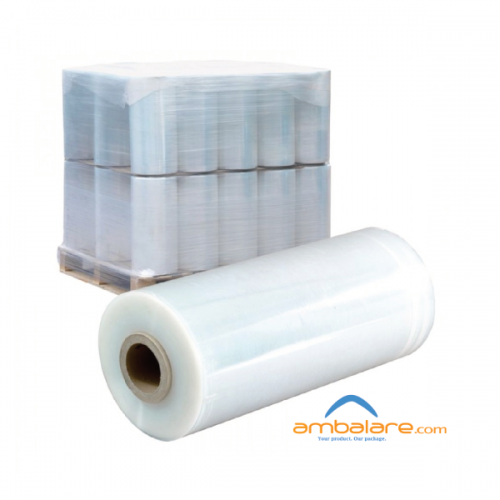 Palet 46 Role Folie Stretch Transparentă, 50cm, 23my, 16kg/rolă, 1340ml/rolă, Uz Automat