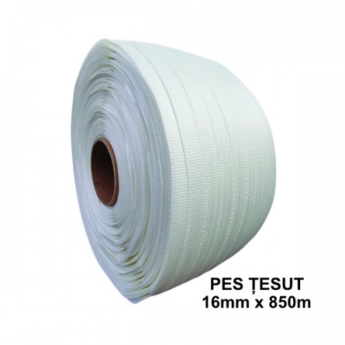Bandă PES Țesută 16 mm x 850 m, 450 kgf, Tub 76 mm Bandă PES Țesută 16 mm x 850 m, 450 kgf, Tub 76 mm