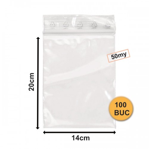 Set 500 Bucăți Pungi Din Plastic Cu Fermoar (ZipLock), 140mm x 200mm, 50my