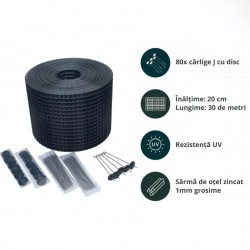 Plasa protectie otel zincat vopsit 20cm, L:30m cu 100 elemente de fixare