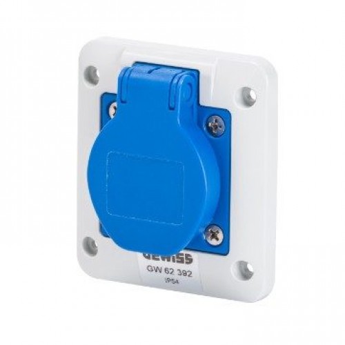 Priza Gewiss standard german 2P+E 16A 80x75 cu flansa IP54 GW62392